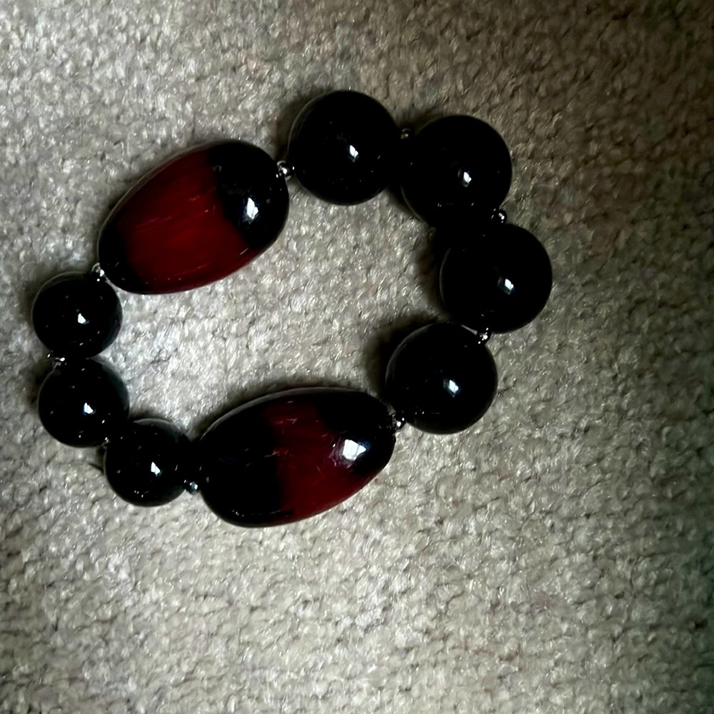 Red and black stone bracelet